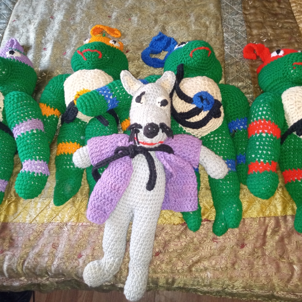 My grandma hand knitted these ninja turtles before she passed away